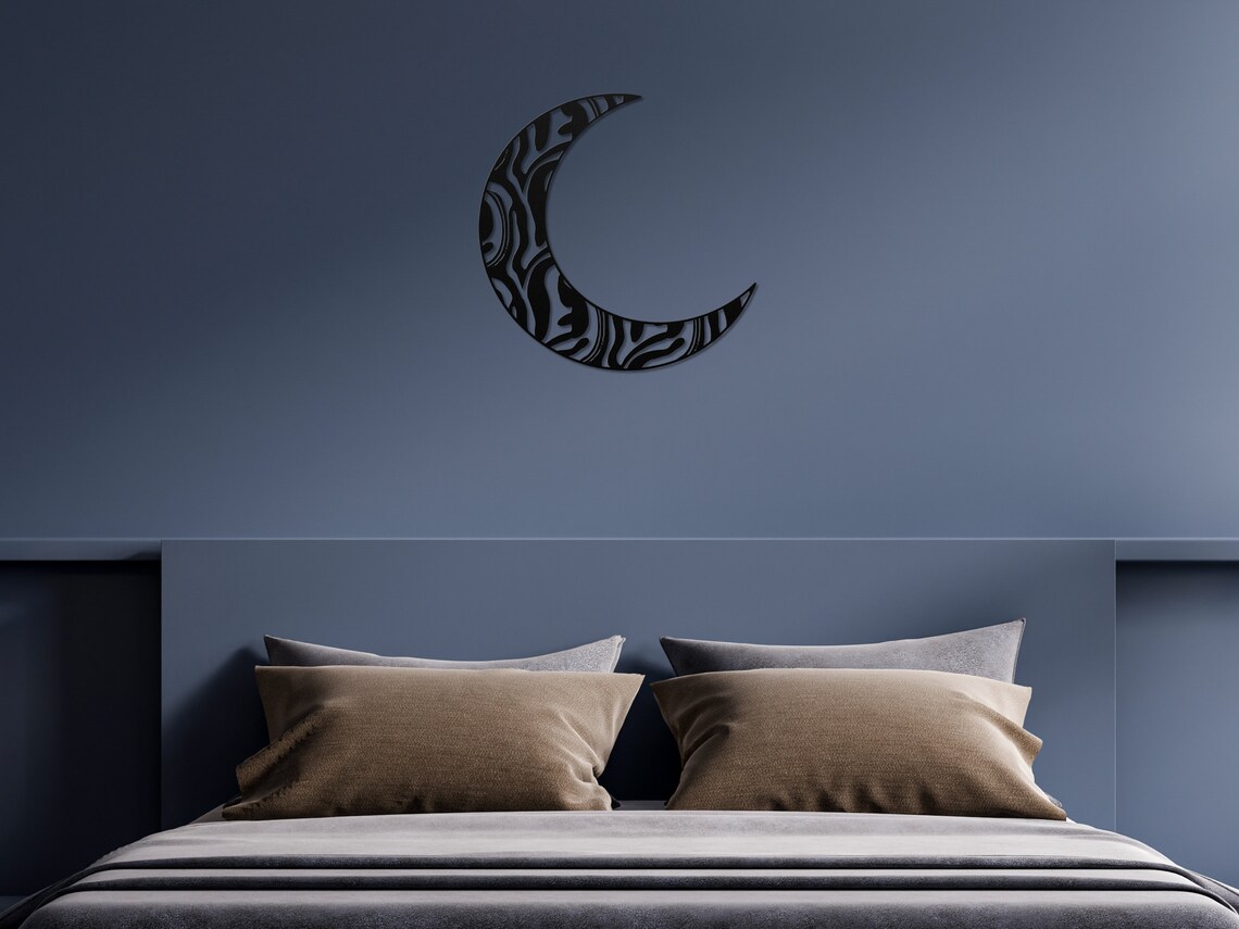 Abstract Moon Metal Wall Art Metal Wall Decor Metal Moon Etsy