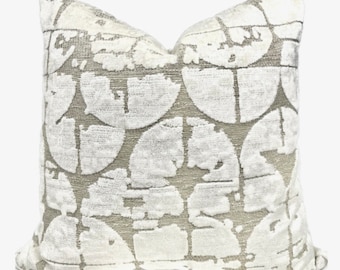 Cream and Beige Velvet Pillow Cover - Ivory Abstract Decorative Pillow - Luna