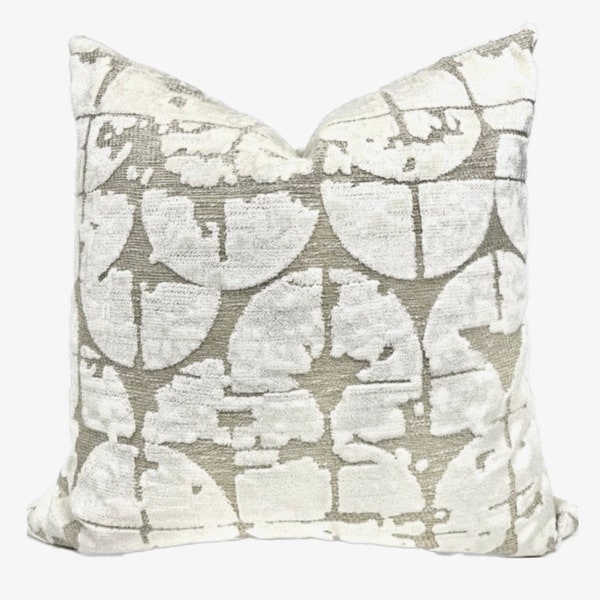 Funda de almohada de terciopelo crema y beige - Almohada decorativa abstracta de marfil - Funda de almohada Luna