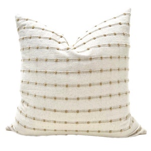 Stripe Woven Pillow Cover - Natural Beige with Tan Stripe - Ari Pillow Cover