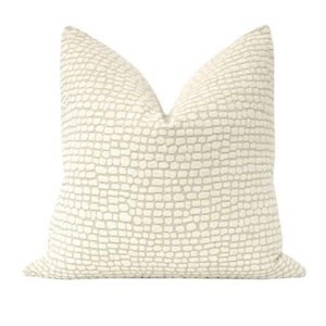Ivory Chenille Pebble Pattern Throw Pillow Cover - Josephine Pillow Cover