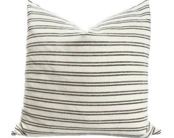 Brown and Cream Striped Pillow Cover - Sydney Pillow Cover