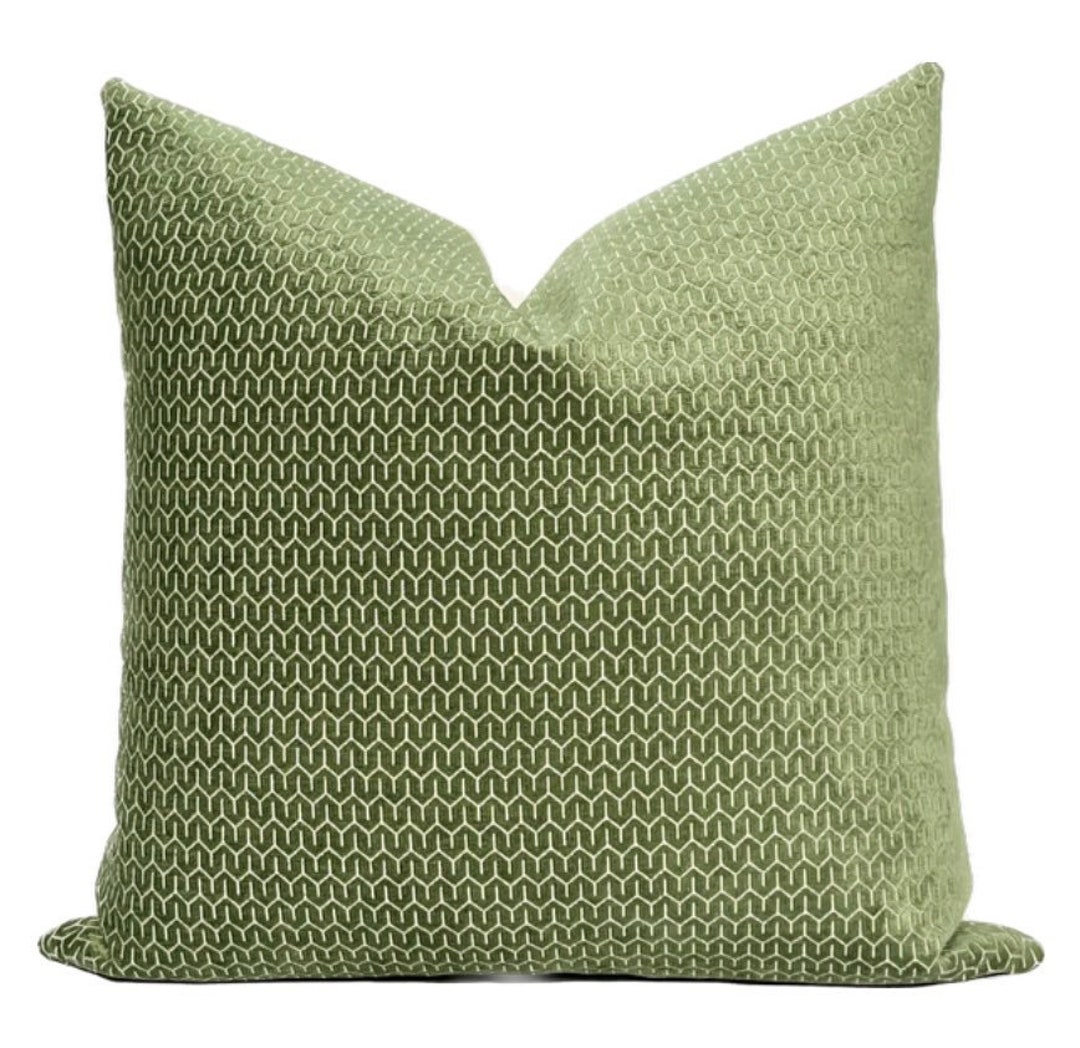 Olive Green Velvet Pillow Cover Peridot Geometric Decorative Etsy