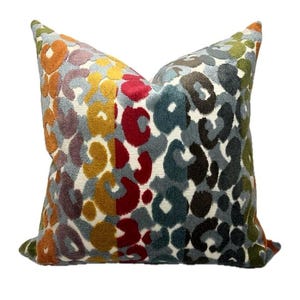 Multicolored Stripe Leopard Velvet Pillow Cover - Mia Pillow Cover