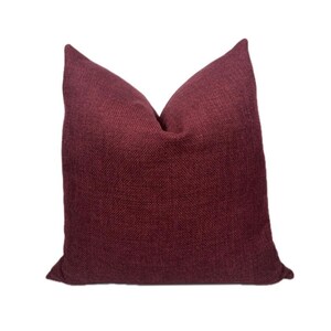 Burgundy Textured Woven Pillow Cover, Maroon Deep Red Throw Cushion, Dark Wine Decorative Pillow - Ruby