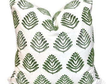 Green Fern Embroidered Throw Pillow Covers - Sequoia Pillow Cover