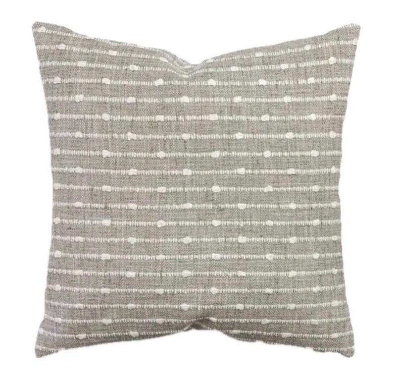 Stripe Taupe White Woven Knot Throw Pillow Cover - Textured Gray and Cream Accent -Ashley