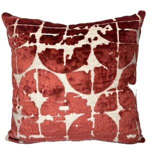 Sienna Red Abstract Velvet Pillow Cover - Luna Pillow Cover