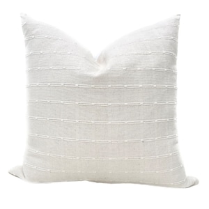 Off White Woven Pillow Cover with Dash Stripes - Eve Throw Pillow Cover