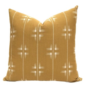Mustard with Cream Geometric Accents Throw Pillow - Abigail Pillow Cover