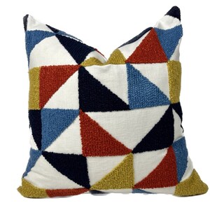 Multicolored Tufted Triangles and Squares - Harper Pillow Cover