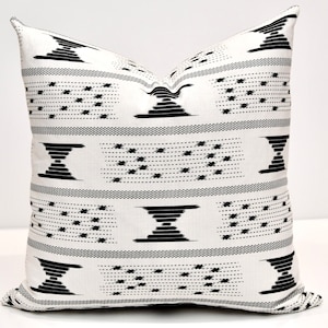 White with Black Geometric Accents Throw Pillow Cover - Mae Pillow Cover