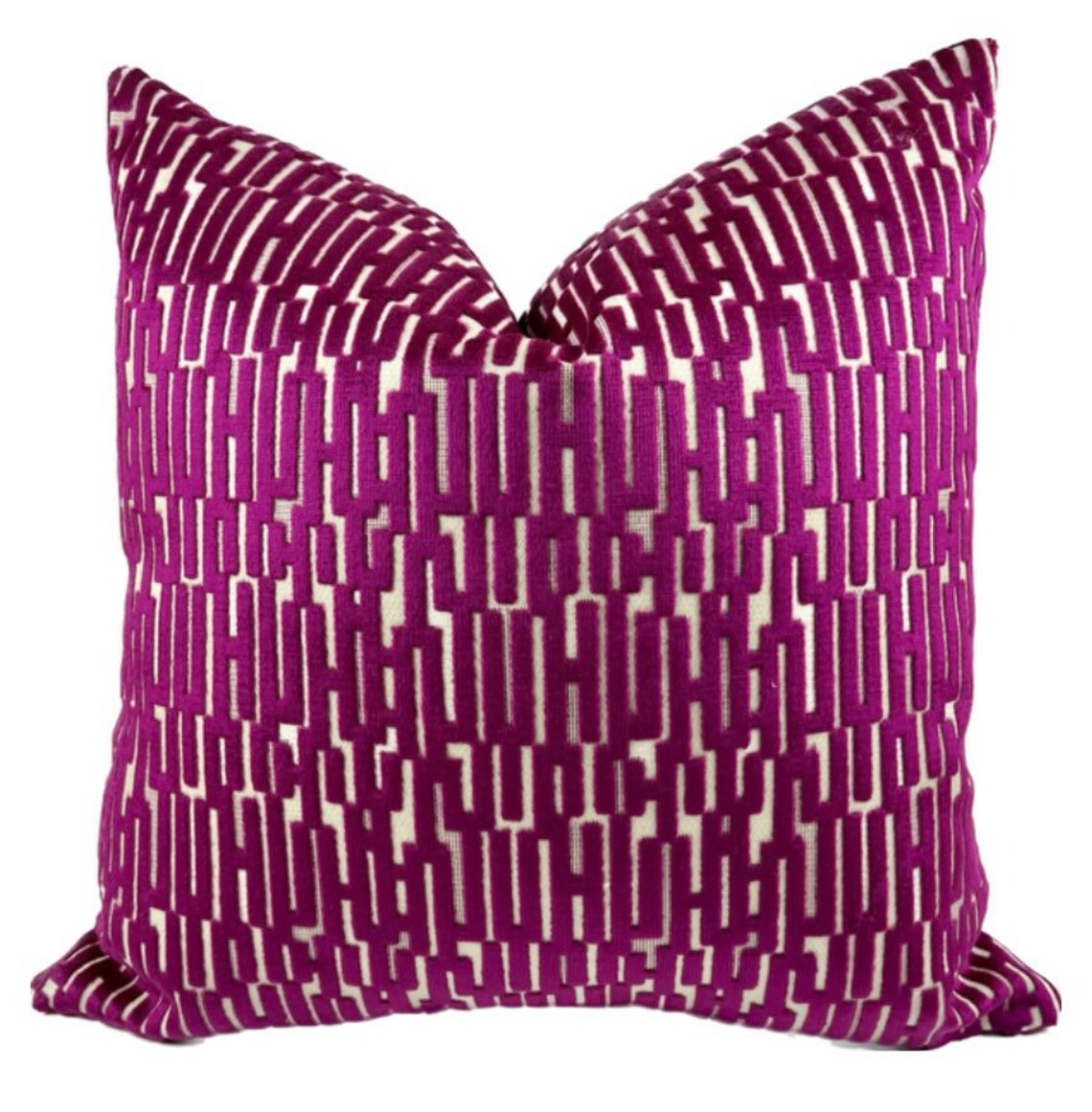 Fuchsia Velvet Pillow Cover Pink Geometric / Abstract Velvet Etsy