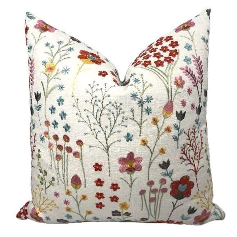 Pillow cover embroidery - cotton - bella blue
