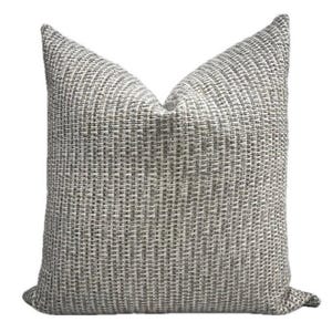 Grijs en wit geweven kussensloop met textuuraccent - Grayson kussensloop