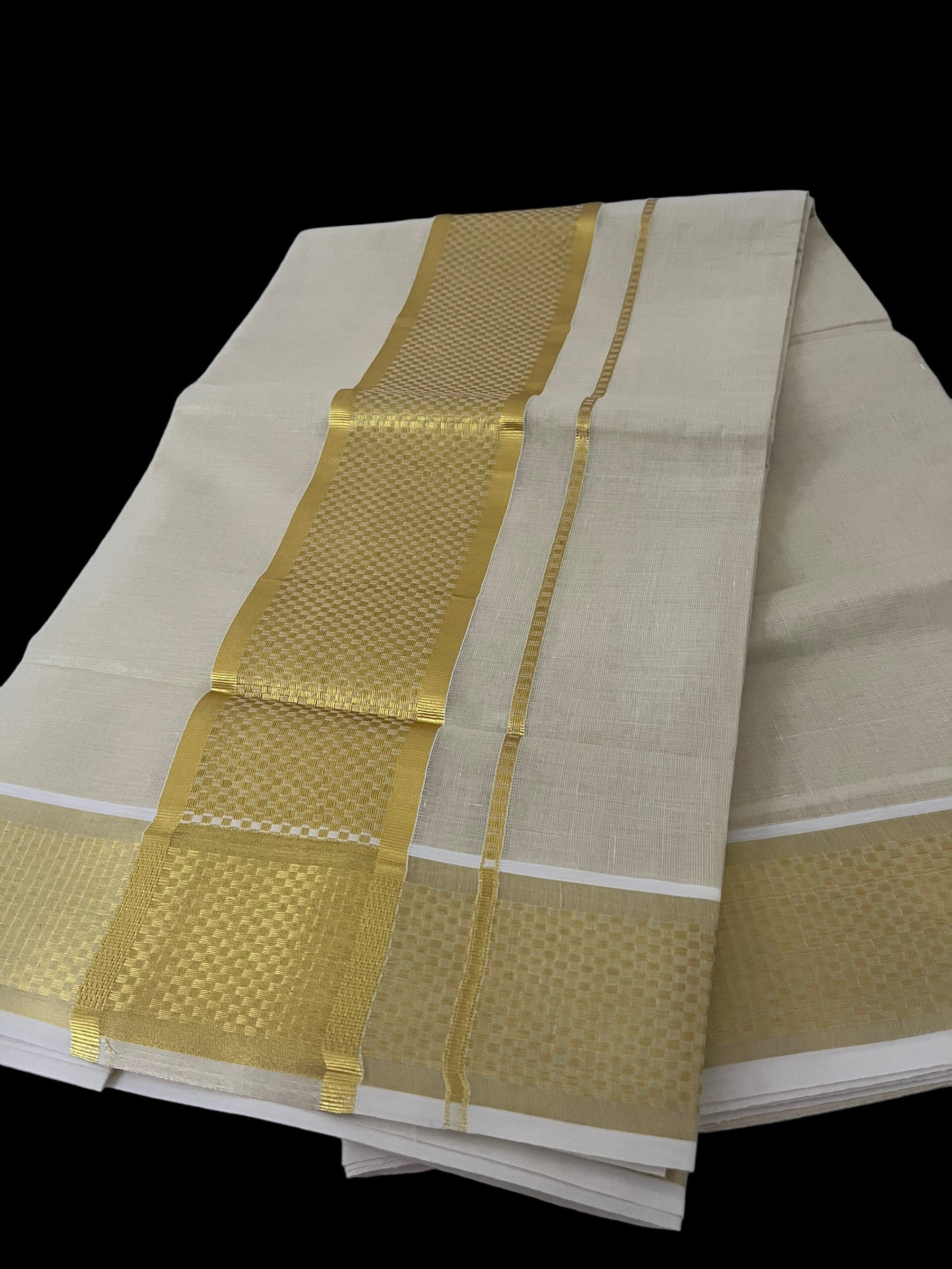 Vishu Pattern Kerala Onam Vishu Set Saree Gold Border With Check Pattern Kerala Saree ...