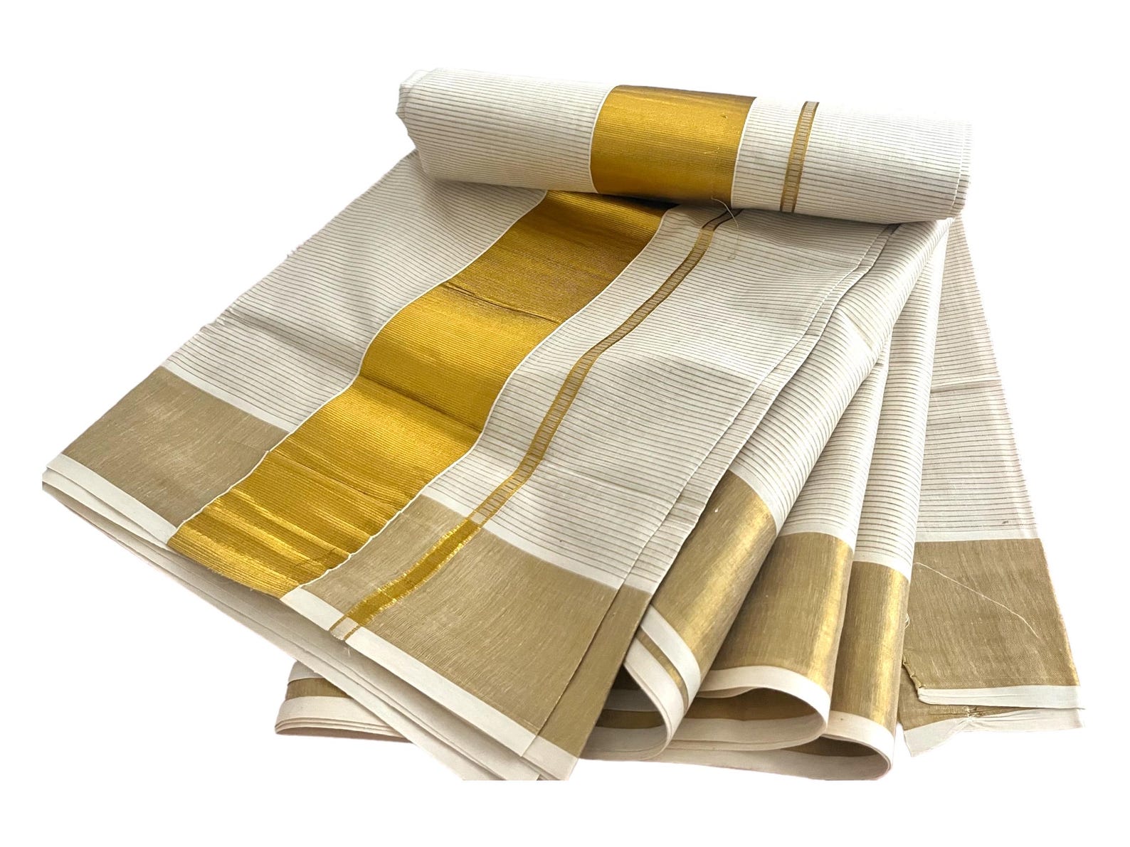 Vishu Pattern Kerala Onam Vishu Set Saree Gold Border With Stripe Pattern Kerala ...