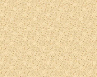 May include: A seamless pattern with a beige background and a repeating pattern of brown squares and circles.