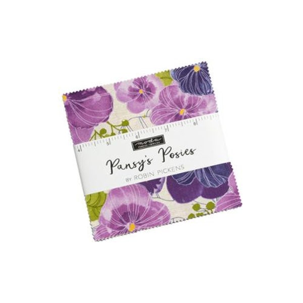 Pansy's Posies Charm Pack 5X5 42 Cuts By Robin Pickens Moda