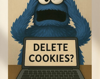 Blue Monster Parody Set, Humor Office Wall Art, Geeky Gift for Coworkers, Funny Cookie Poster, Cookie Lovers Gift, Humorous Monster Decor