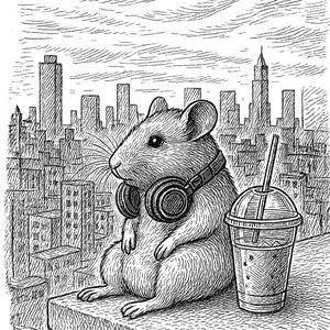 Urban Maus Bleistift Skizze, druckbare Wandkunst, lustige Tier Illustration, minimalistische Stadtbild Zeichnung, Sofort Download, lustige Kunst Poster