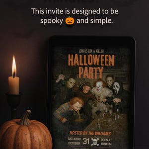 Halloween Party Invitation Template, Drunk Horror Icons Digital Invite ...