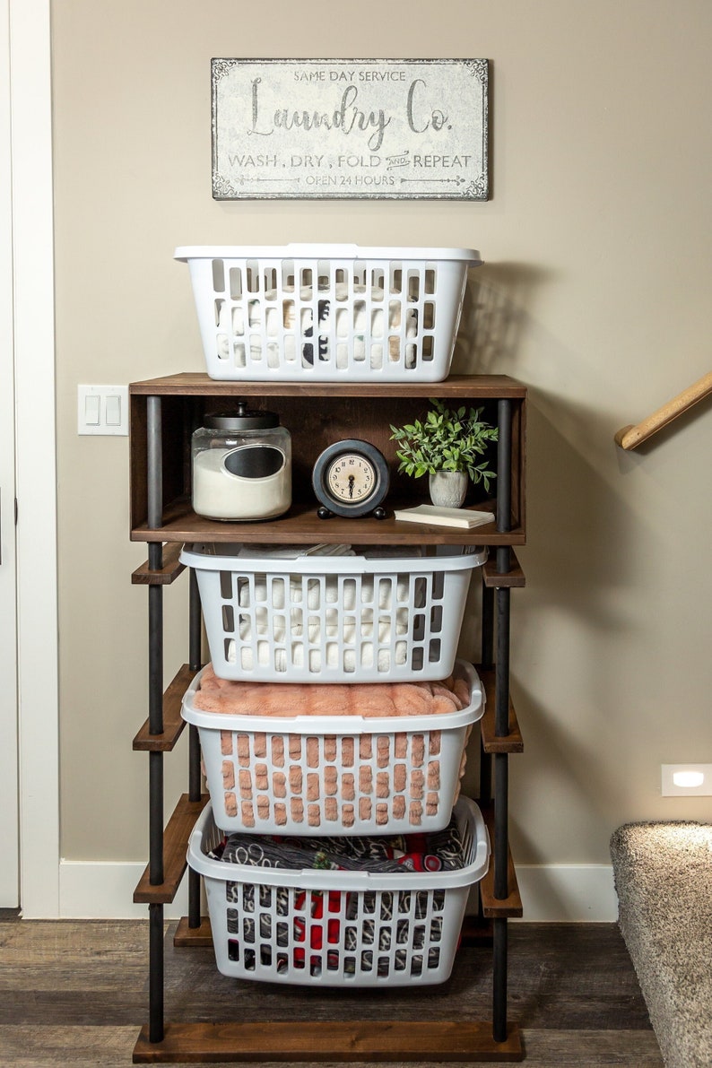Laundry Basket Shelf Organizer Etsy