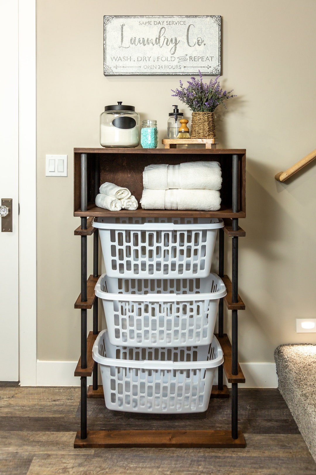 Laundry Basket Shelf Organizer Etsy