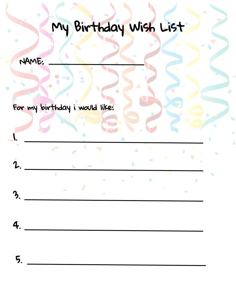 My Birthday Wish List Etsy
