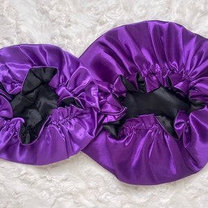 Mommy and me matching satin bonnets, Reversible satin Bonnets, 2 colored satin bonnet with elastic band, Matching bonnets
