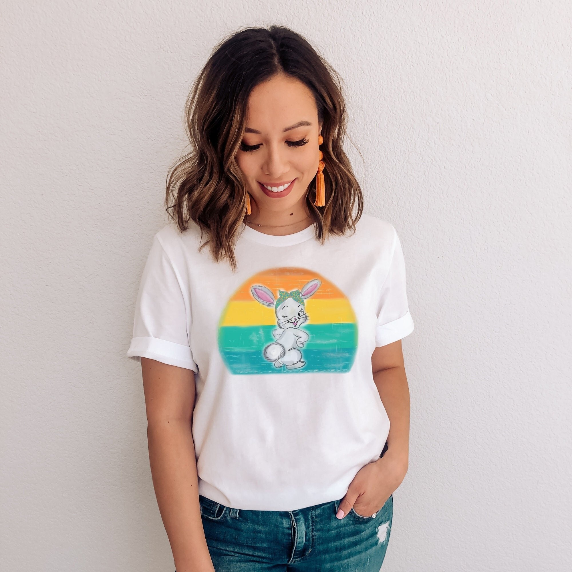 Retro Easter Bunny T-shirt Cute Easter 