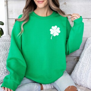 Clover Sweatshirt, Shamrock Sweatshirt, St. Patrick&#39;s Day Crewneck Sweatshirt, Lucky Sweater, Irish Sweatshirt, St. Patrick&#39;s Day Shamrock