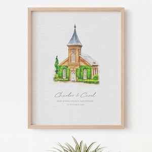 Wedding Venue Print, Wedding Gift, 1st Wedding Anniversary Present, Venue Sketch, Painting from Photo, Personalised Drawing, Couple Gift