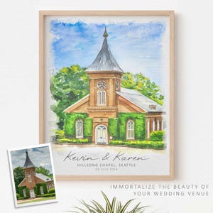 Wedding Venue Print, Wedding Gift, 1st Wedding Anniversary Present, Venue Sketch, Painting from Photo, Personalised Drawing, Couple Gift
