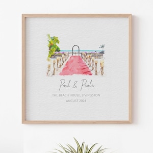 Wedding Venue Print, Wedding Gift, 1st Wedding Anniversary Present, Venue Sketch, Painting from Photo, Personalised Drawing, Couple Gift