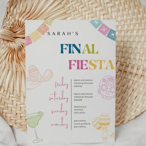 Final Fiesta Bachelorette Itinerary - Bachelorette Party Weekend - Hen Party