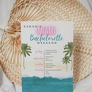 Miami Bachelorette Itinerary - Bachelorette Party - Instant Download Bachelorette Party