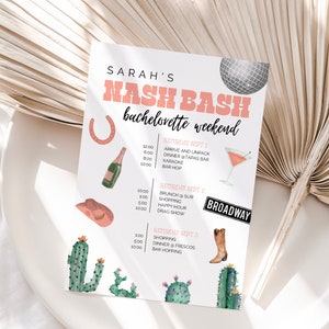 Nashville Bachelorette Itinerary - Bachelorette Party - Instant Download Bachelorette Party