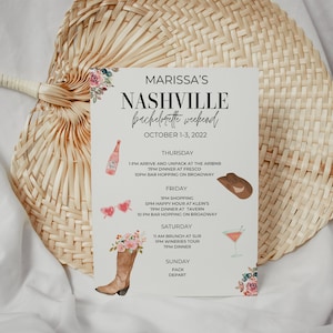 Nashville Bachelorette Reiseplan - Bachelorette Party - Instant Download Bachelorette Party
