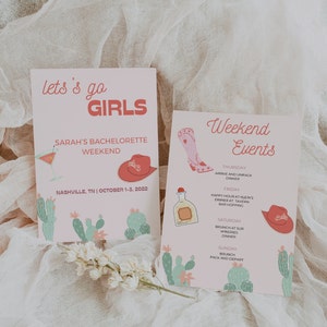 Last Rodeo Bachelorette Itinerary and Invitation Set - Nashville or Texas Bachelorette Party - Instant Download Bachelorette Party
