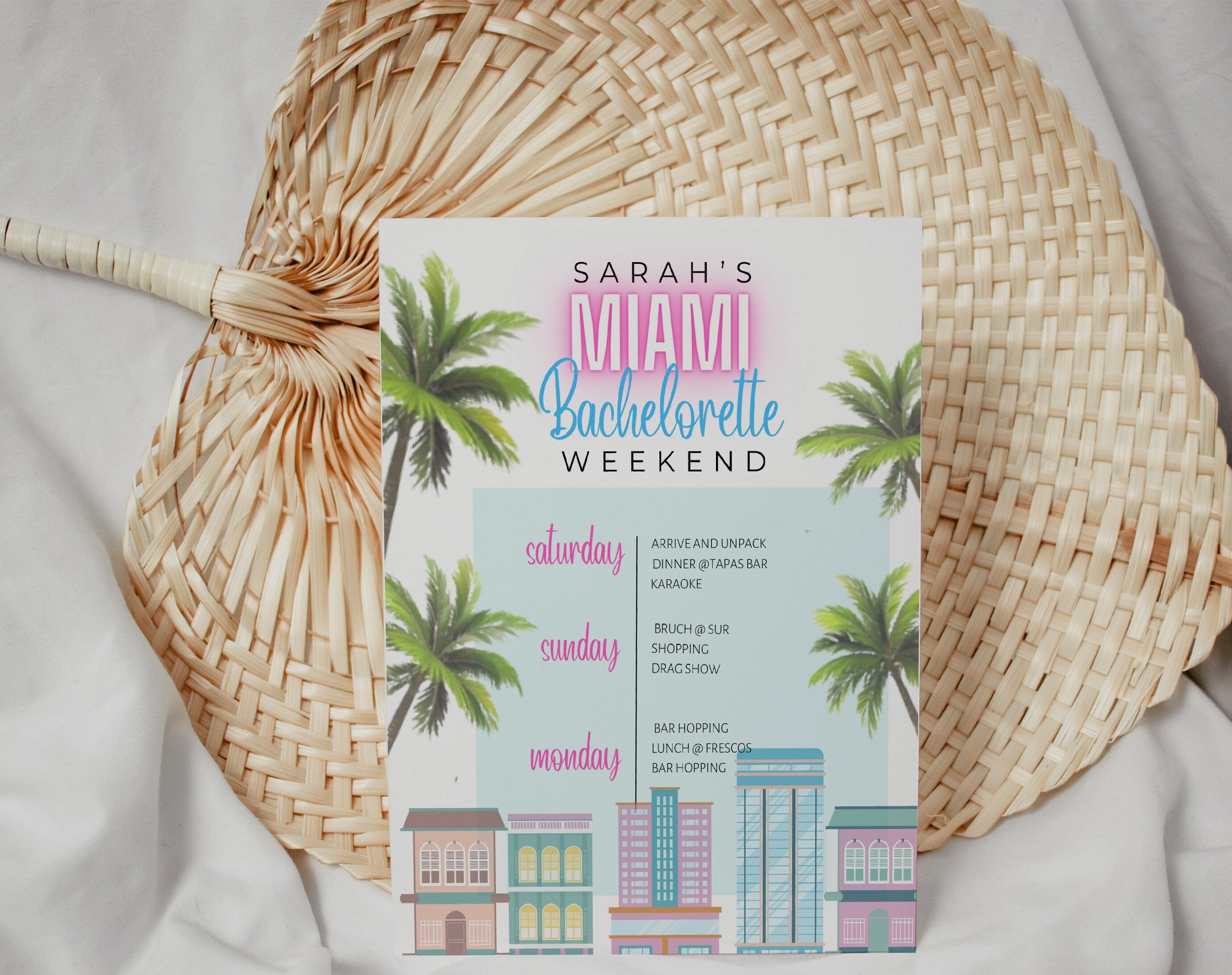 Miami Bachelorette Itinerary Bachelorette Party Instant Etsy