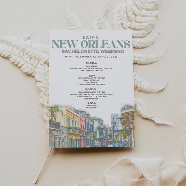 New Orleans Bachelorette Itinerary - Bachelorette Party - Instant Download Bachelorette Party