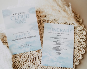 Cloud Nine  Bachelorette Itinerary | Bachelorette Party | Instant Download Bachelorette Party Template | Two Sided Template | Cloud 9