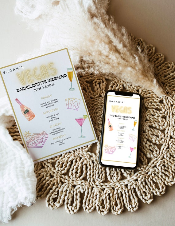 Las Vegas Bachelorette Itinerary Bachelorette Party Etsy
