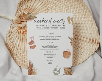 Bachelorette Itinerary - Bachelorette Party - Tropical Bachelorette Party