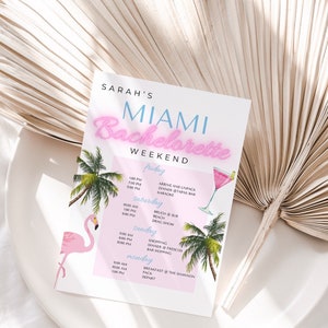 Miami Bachelorette Itinerary | Bachelorette Party | Instant Download Bachelorette Party Template