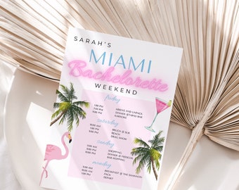 Miami Bachelorette Itinerary | Bachelorette Party | Instant Download Bachelorette Party Template