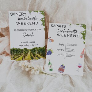 Vineyard Bachelorette Itinerary - Bachelorette Party - Instant Download Bachelorette Party - Winery Bachelorette