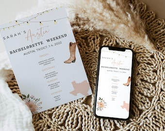 Austin Bachelorette Itinerary - Bachelorette Party - Instant Download Bachelorette Party