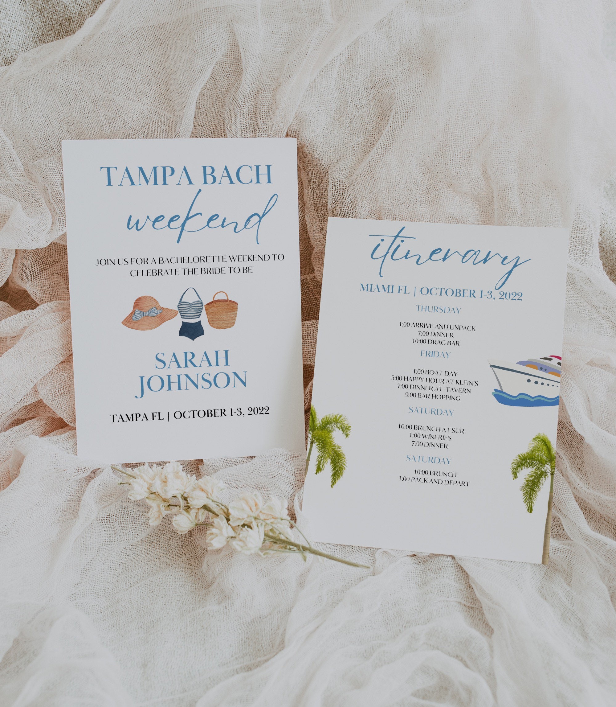 Itinerario de despedida de soltera de Tampa / Despedida de soltera /  Plantilla de despedida de soltera de descarga instantánea - Etsy México, image size:1999x2293